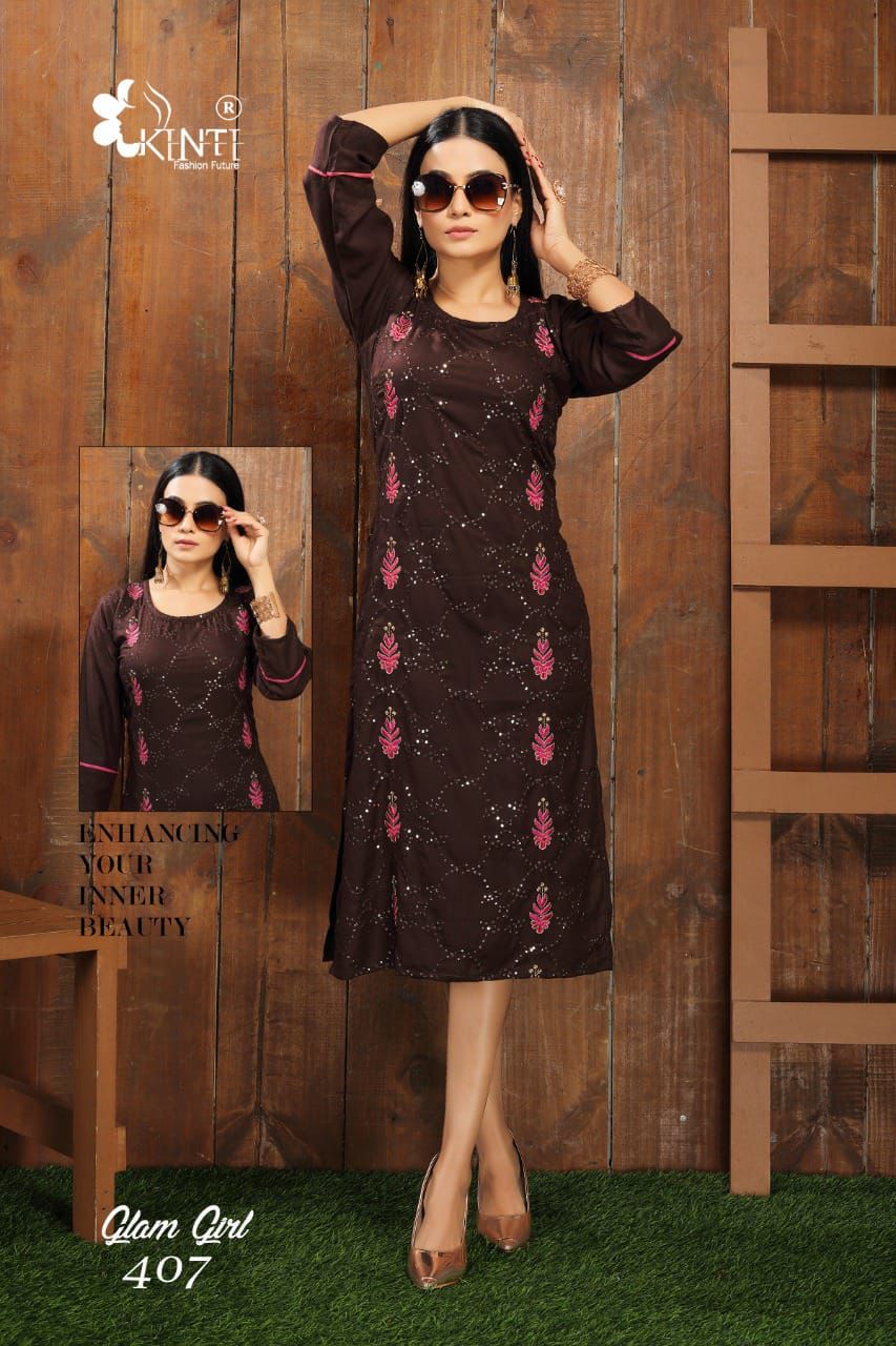 Kinti Glam Girl 4 Fancy Ethnic Wear Rayon Embroidery Kurti Collection